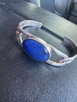 Taxco Mexico Sterling Silver Lapis Cuff Bracelet — 925 TM-122