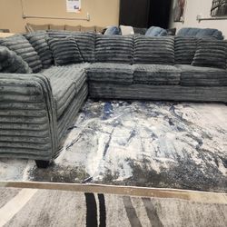 Latest Flavor! 🧊 Brand New Byers Market Wham Gunmetal Thick Corduroy 2pc Full Length Sectionals