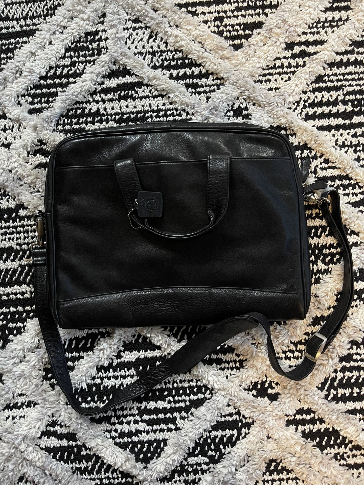 Osgoode Marley Black Leather Satchel Laptop Messenger Shoulder Bag