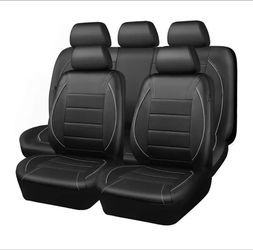 Black PU Leather Car Seat Cover Set