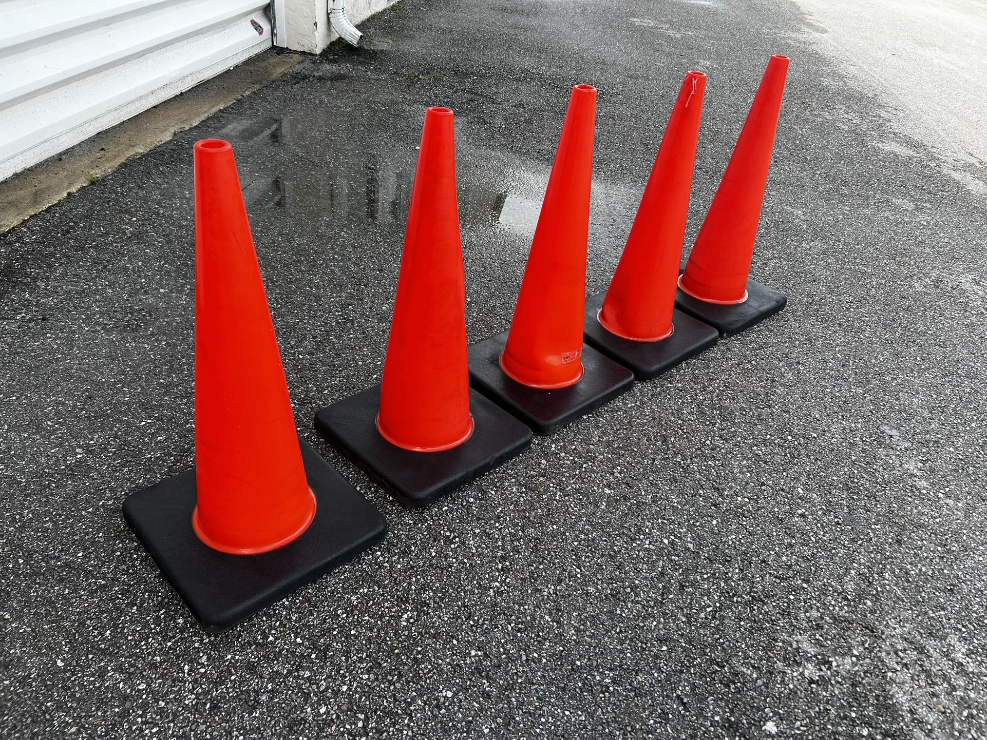 $50 for all 5! (5) 28” Hi-Viz Orange Traffic Safety Cones! Stackable. Good condition!