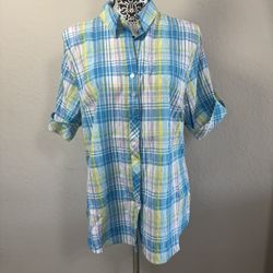 ALIA Women’s Shirt  Size 16 Short Cuffed Sleeves  Colorful