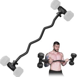Dumbbell Converter, Convert Dumbbells to Curl Bar, Dumbbell Barbell Converter Bar, Balency EZ Curl Bar for Home Gym Workout, Adjustable Weight & Up to