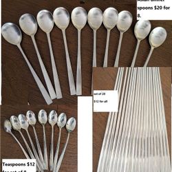 stainless steel Asian metal chopsticks, Korean soup dinner spoons, dessert teaspoons