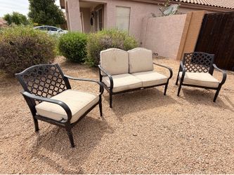 Hampton Bay Metal Outdoor Patio Furniture Set - Loveseat and Two Wide Chairs
