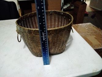 Woven Brass Basket W/Lions Head Handles 