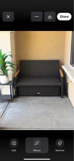 Outdoor Wicker Storage Bench Loveseat
