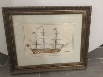Ship drawing framed (Man of War)