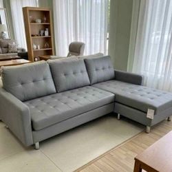 Sectional Sofa Grey Leather New