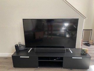 TV STAND (CONSOLE) 2 DRAWER 2 SHELF BLACK MATTE