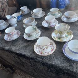 Antique Fine Bone China teacups and saucers collection