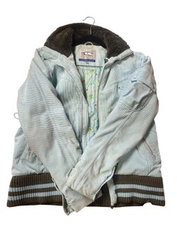 O’Neill Freedom Series Light Blue Corduroy Jacket with Faux Fir Collar, Size Med
