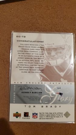 Tom Brady game worn jersey card for Sale in Chico, CA - OfferUp