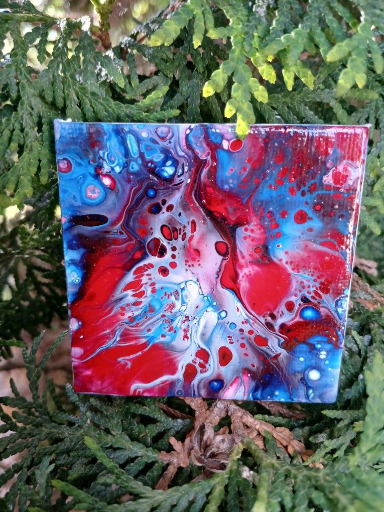 "Orb Eruption" Acrylic Pour Painted Magnetic Stretched Canvas