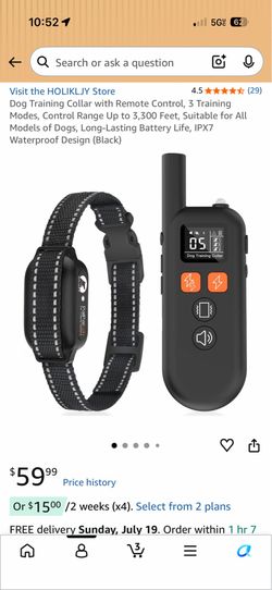 Training Collar with Remote - 3,300ft Range & IPX7 Waterproof (Black)