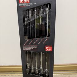 NEW ICON PROFESSIONAL DOUBLE BOX FLEX RATCHETING WRENCH SET