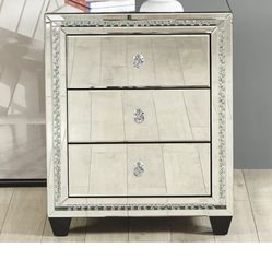 New Crystal 3 Drawer Nightstand