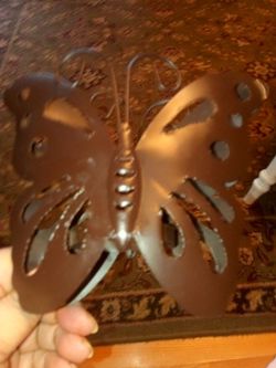 Tin butterfly candle holder
