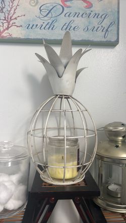 Off white Metal pineapple candle holders