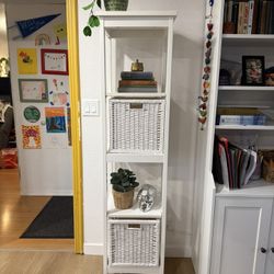 IKEA Hemnes White Shelving Unit Tower With Baskets / Bathroom Storage