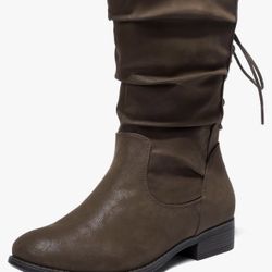  Women's Wide Width Ankle Boots - Black Brown Short Boots Low Heel Side Zipper 11 