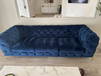 Blue Velvet Sofas 3 piece
