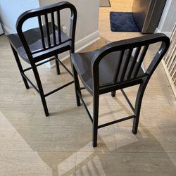 Brown metal barstool chairs