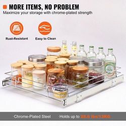 21" X16” D Pull Out Cabinet Organizer-Heavy Duty Chrome Steel Slide Out Shelves,Home/Kitchen/ Storage …