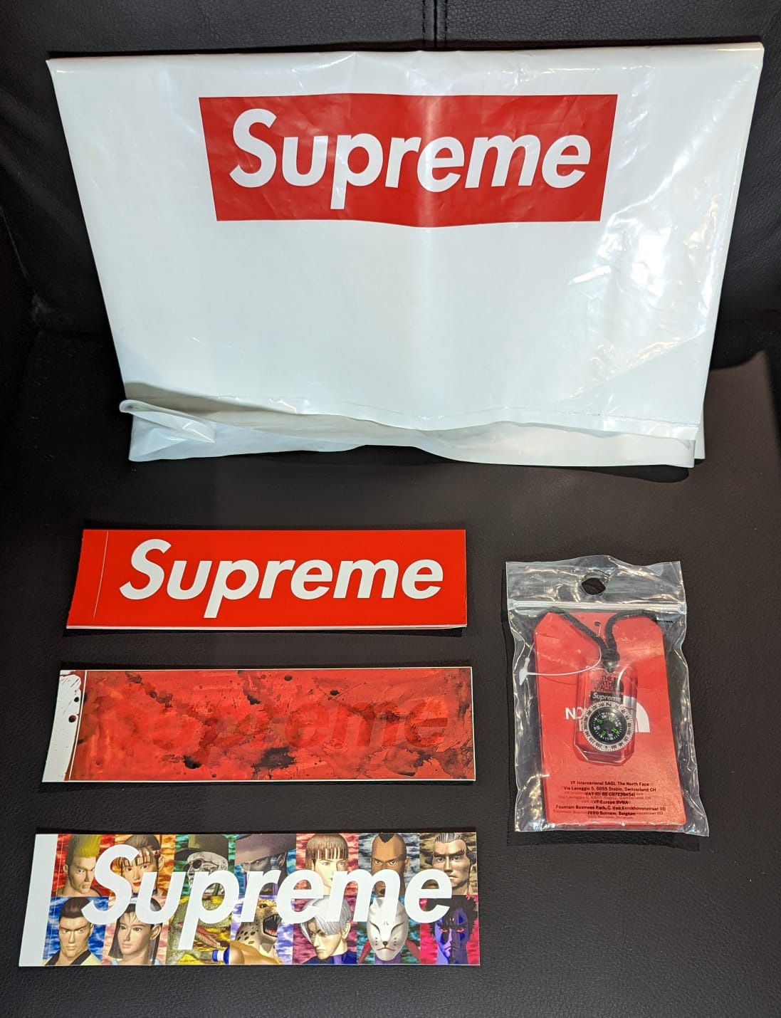 Supreme Lot Box Logo Stickers The North Face Compass Necklace And Bag