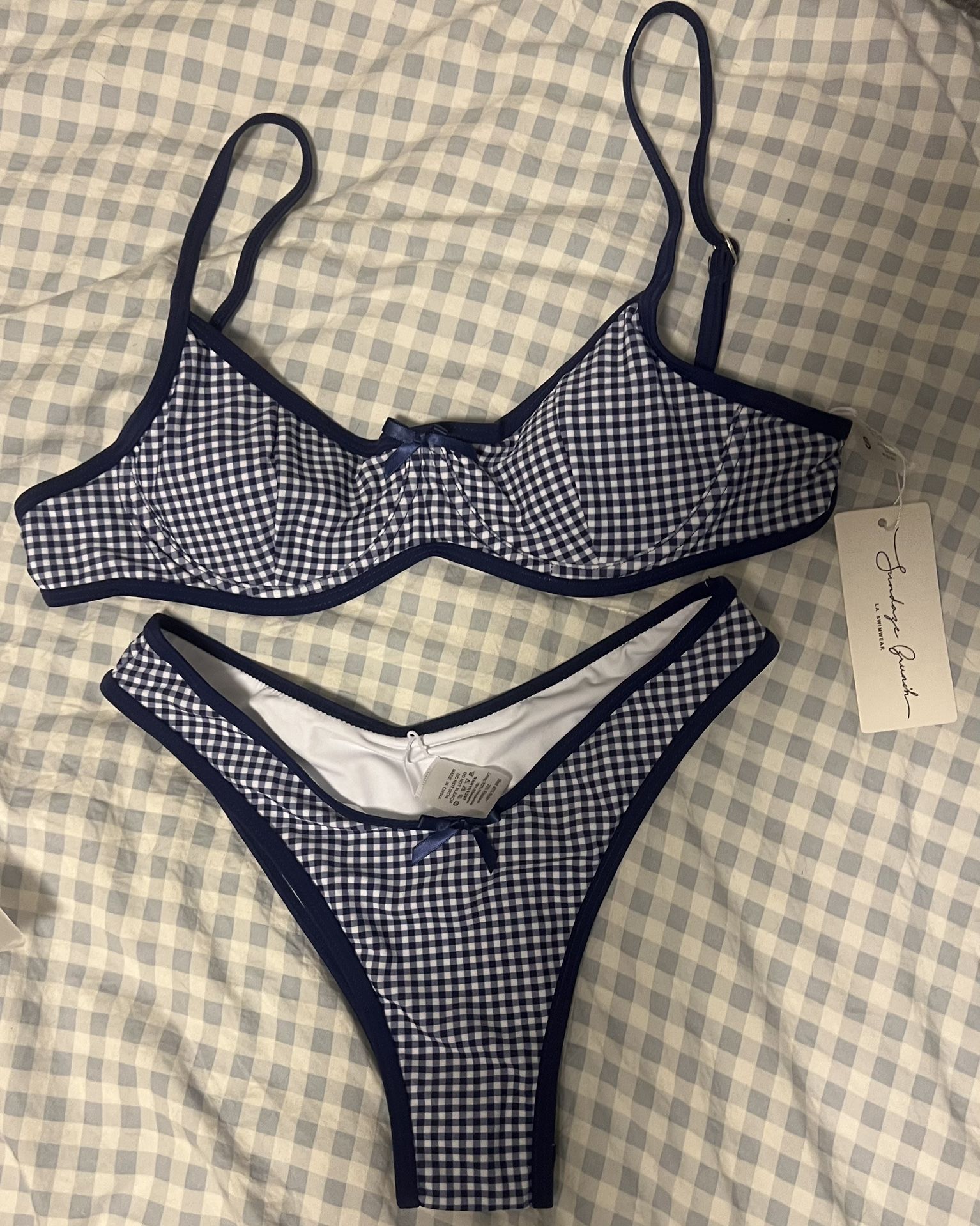 Brand New Blue Gingham Bikini Set - Size Small
