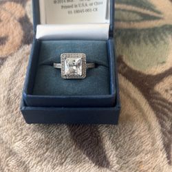 Silver Engagement Diamond Ring