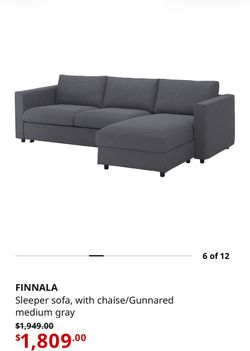 IKEA FINNALA Sleeper Sofa with Chaise