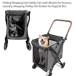 Joyka Folding Shopping Cart Utility Cart W/ Wheels Pet Stroller Up To 48 Pounds Foot Brake New/Box $