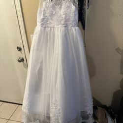 White Dress Brand New Size 7-14 Girls Adjustable Corset Back