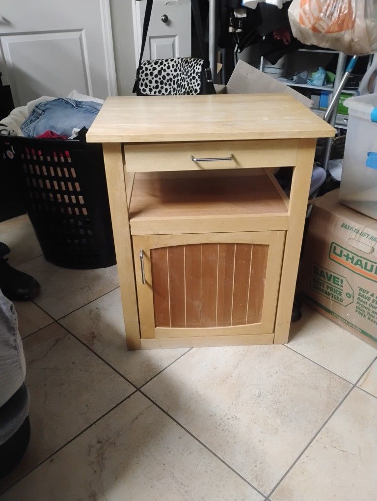 Wood Cart Microwave