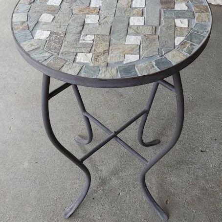 Heavy Vintage Mosaic Outside Side Table/ Plant Stand