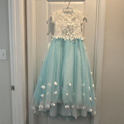 Elegant White and Blue Floral Dress