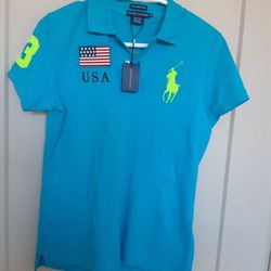 BRAND NEW, EMBROIRED POLO RALPH LAUREN SHIRT, SIZE M 