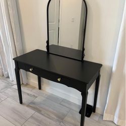 Black Vanity Desk With Mirror