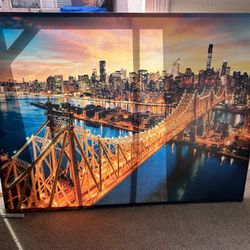 BRIDGE OVER RIVER" Framed Print on Canvas
