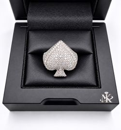 925 Sterling Silver 3.22CTW MOISSANITE Ace of Spade Men’s Ring Size 9 or 11