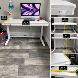 Electric Adjustable Standing Desk with Drawer – White