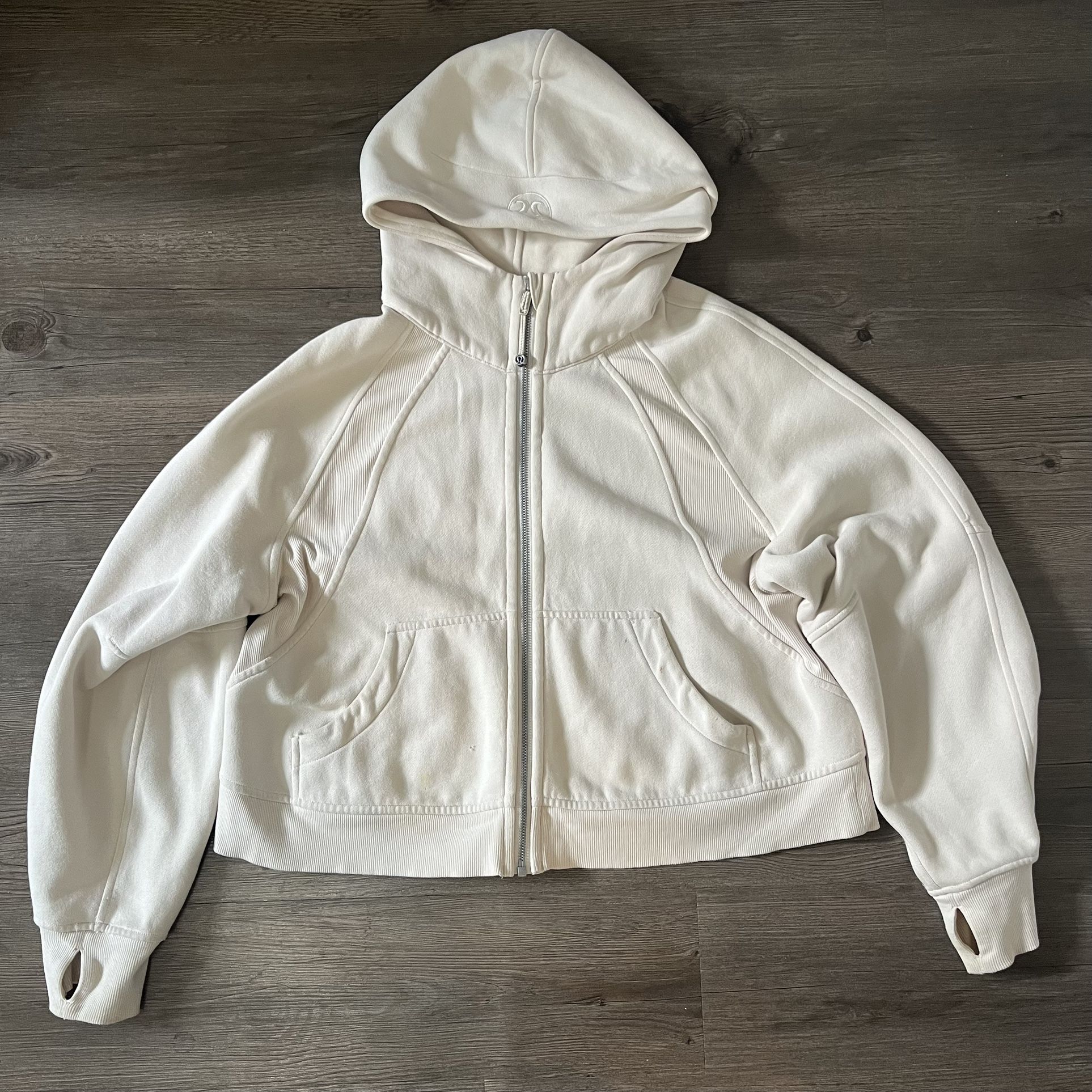 Lululemon Scuba Full Zip Hoodie M/L White Opal Cream