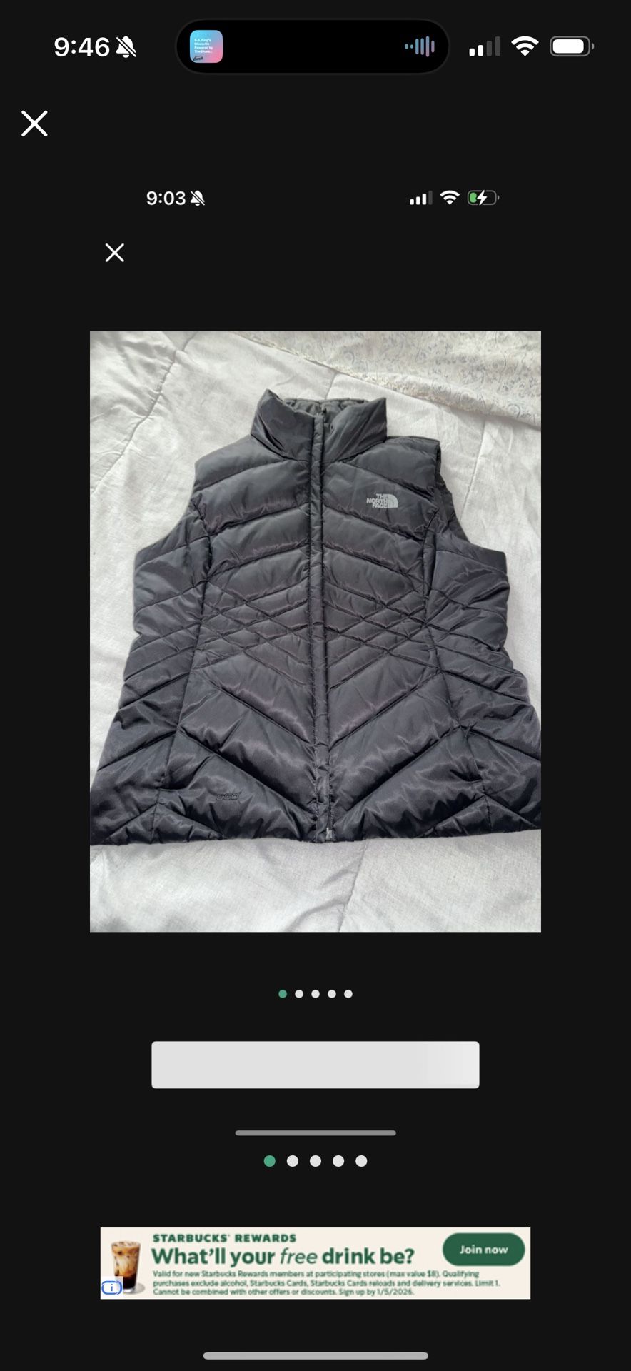 WOMENS LARGE NORTH FACE PUFFER VEST BLACK 550