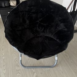 Faux Fur Saucer Chair, Black