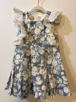 Bonnie Baby Girls’ Floral Dress with Lace Ruffle Sleeves – Size 2T
