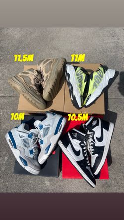 Air Jordan 4 Military Blue, Air Jordan 1 85 High Black And White , Yeezy 700 Mnvn Laceless, Yeezy Desert Boot Rock.