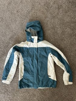WMS SM White Sierra Cream and teal ski jacket
