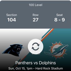 Miami Dolphins Vs. Carolina Panthers Tickets 2X
