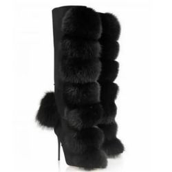 Fur FAUX Boots/ BLACK 